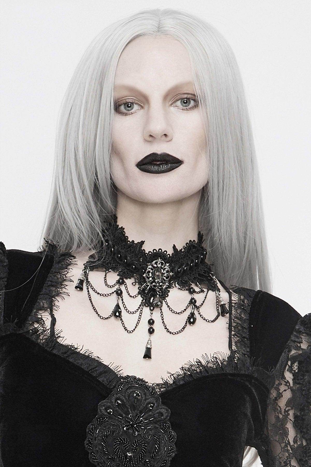 Lace and Alloy Necklaces with Crystals CX0058 - COCOMELODY